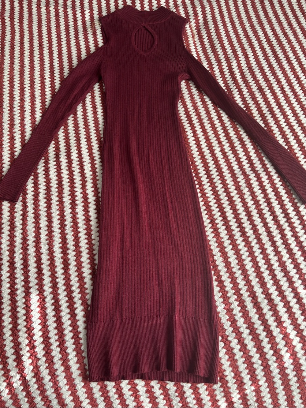 Say What? Burgundy Ribbed Long Sleeve Midi Dress